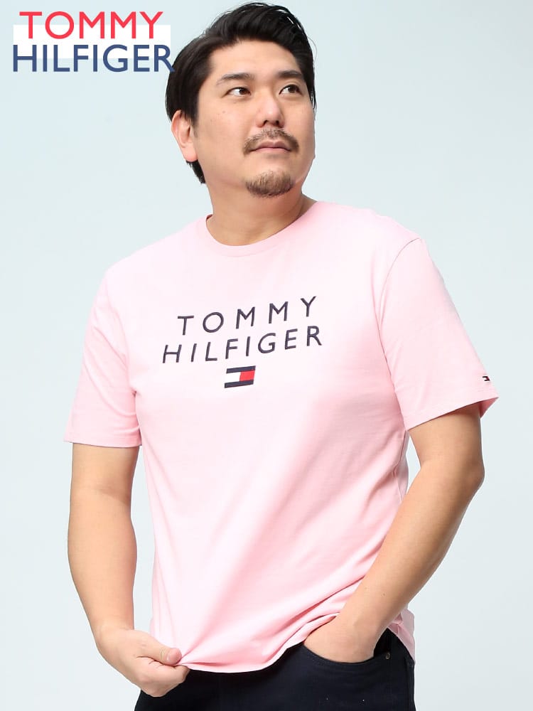 TOMMY HILFIGER トミーヒルフィガー ロゴ フラッグ刺繍 半袖 クルーネック Tシャツ STACKED EMB TEE 78J9703 大きいサイズ メンズ