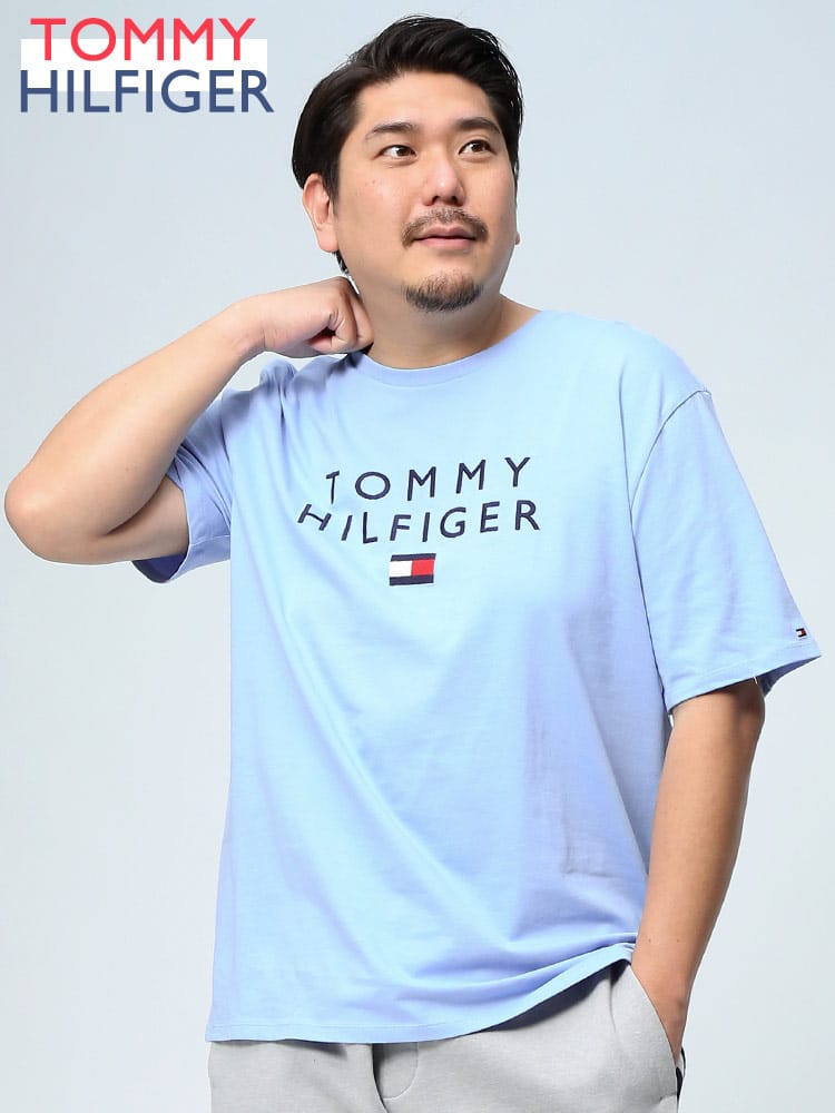 TOMMY HILFIGER トミーヒルフィガー ロゴ フラッグ刺繍 半袖 クルーネック Tシャツ STACKED EMB TEE 78J9703 大きいサイズ メンズ