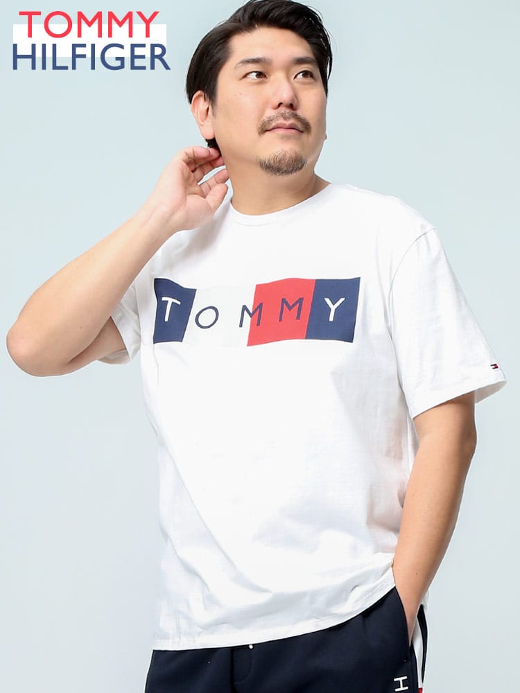 TOMMY HILFIGER トミーヒルフィガー ロゴ フラッグ プリント クルーネック 半袖 Tシャツ SCALIA 78J8779 大きいサイズ メンズ