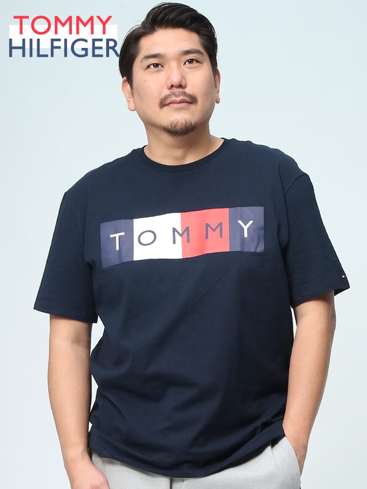 TOMMY HILFIGER トミーヒルフィガー ロゴ フラッグ プリント クルーネック 半袖 Tシャツ SCALIA 78J8779 大きいサイズ メンズ