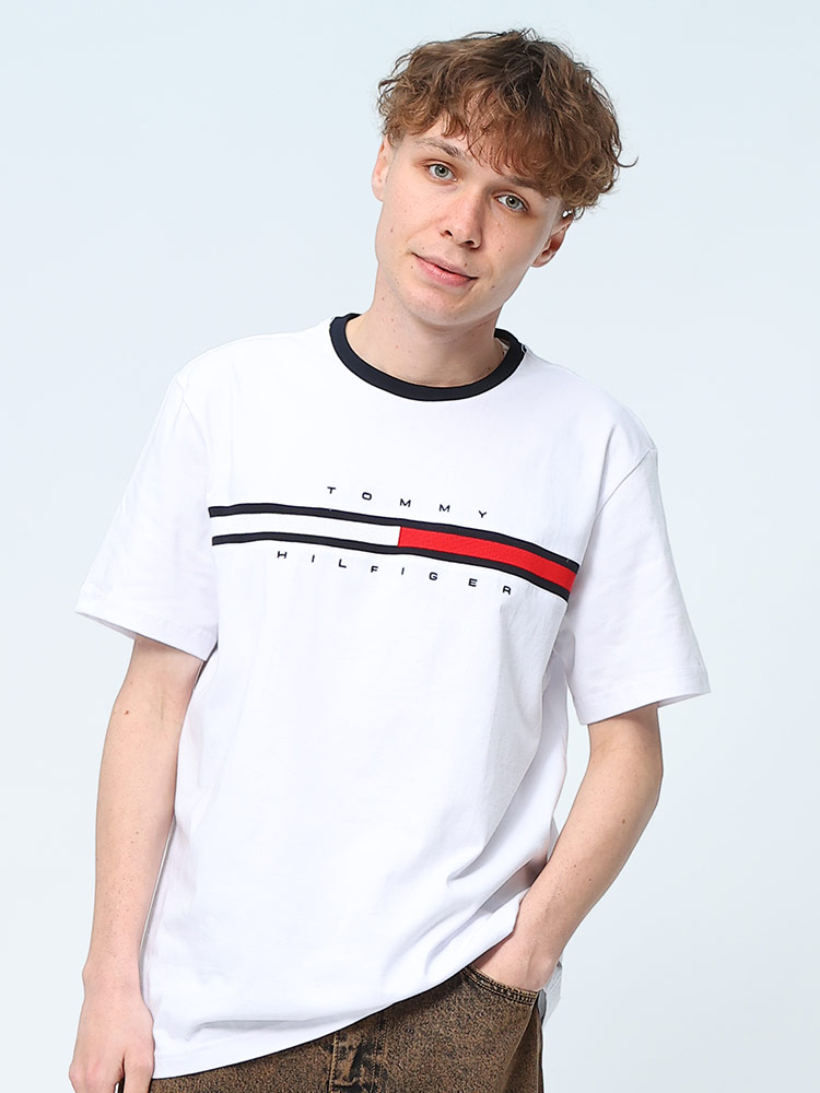 TOMMY HILFIGER (トミーヒルフィガー) ライン クルーネック 半袖 Tシャツ M TINO TEE