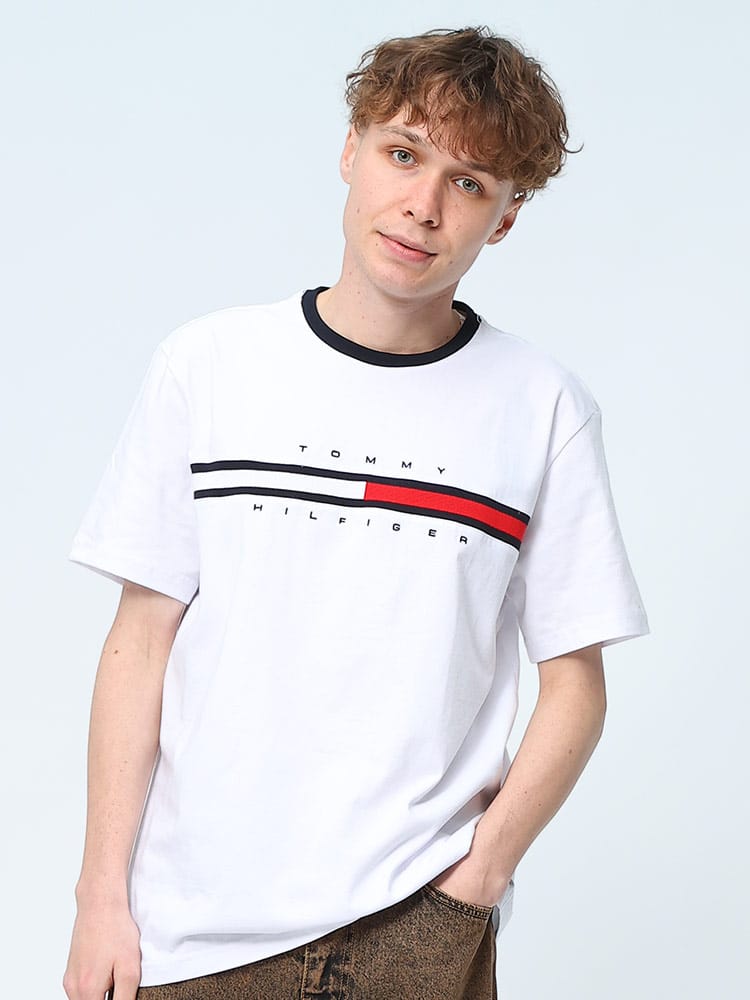 TOMMY HILFIGER (トミーヒルフィガー) ライン クルーネック 半袖 Tシャツ M TINO TEE