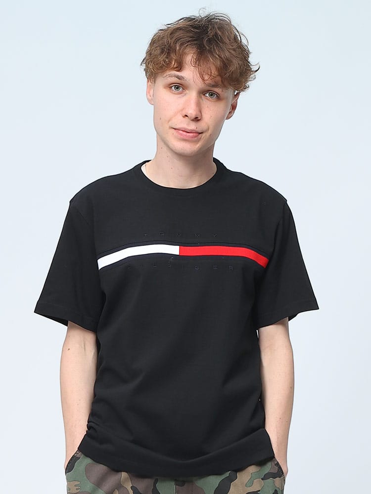 TOMMY HILFIGER (トミーヒルフィガー) ライン クルーネック 半袖 Tシャツ M TINO TEE