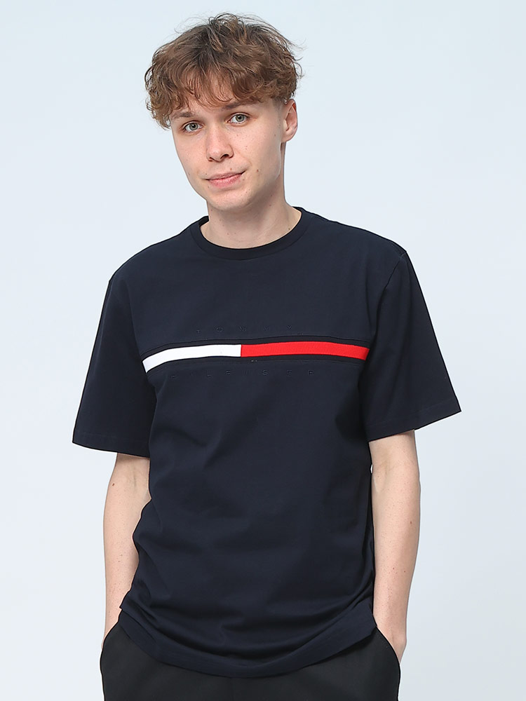 TOMMY HILFIGER (トミーヒルフィガー) ライン クルーネック 半袖 Tシャツ M TINO TEE