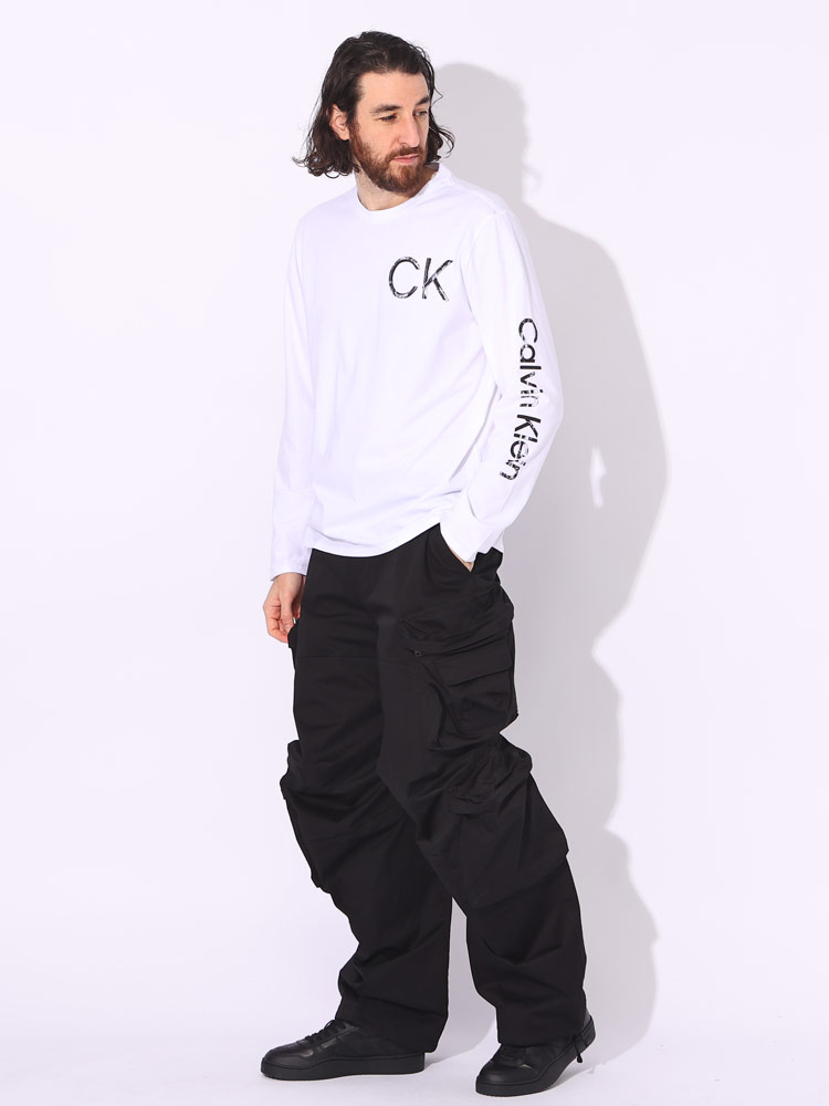 Calvin Klein (カルバンクライン) 綿100％ かすれ ロゴ プリント