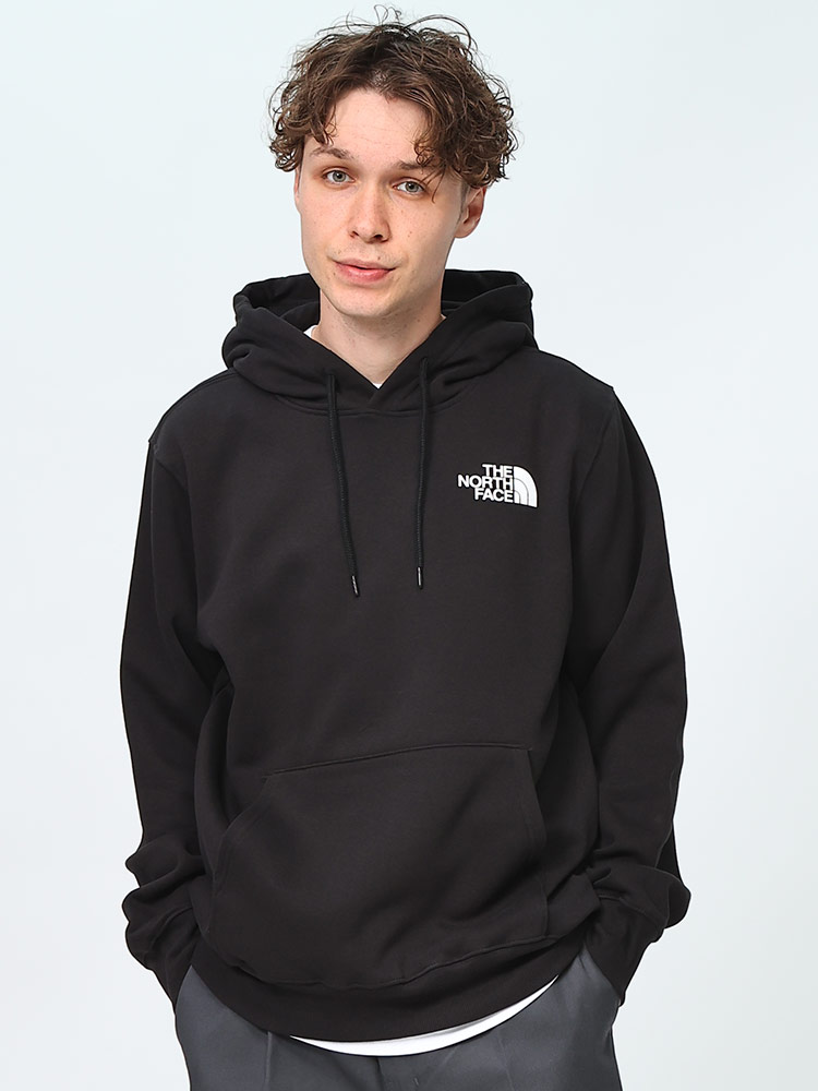 THE NORTH FACE (ザ ノースフェイス) 裏起毛 BOXバックプリント プルオーバー パーカー M BOX NSE Pullover Hoodie トップス 新品 ブラック メンズ 無地 的 ロゴ