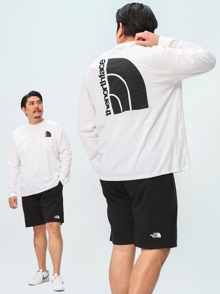 長袖 Tシャツ ジャンボハーフプリント クルーネック トップス ロンT 大きいサイズ メンズ