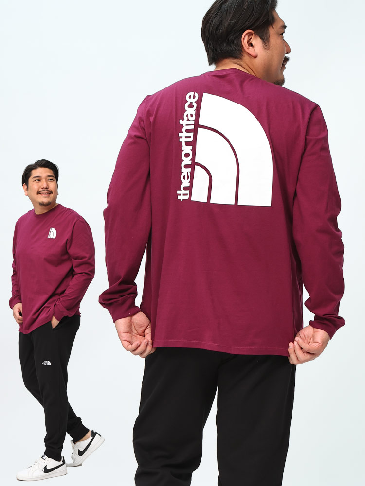 長袖 Tシャツ ジャンボハーフプリント クルーネック  トップス ロンT 大きいサイズ メンズ