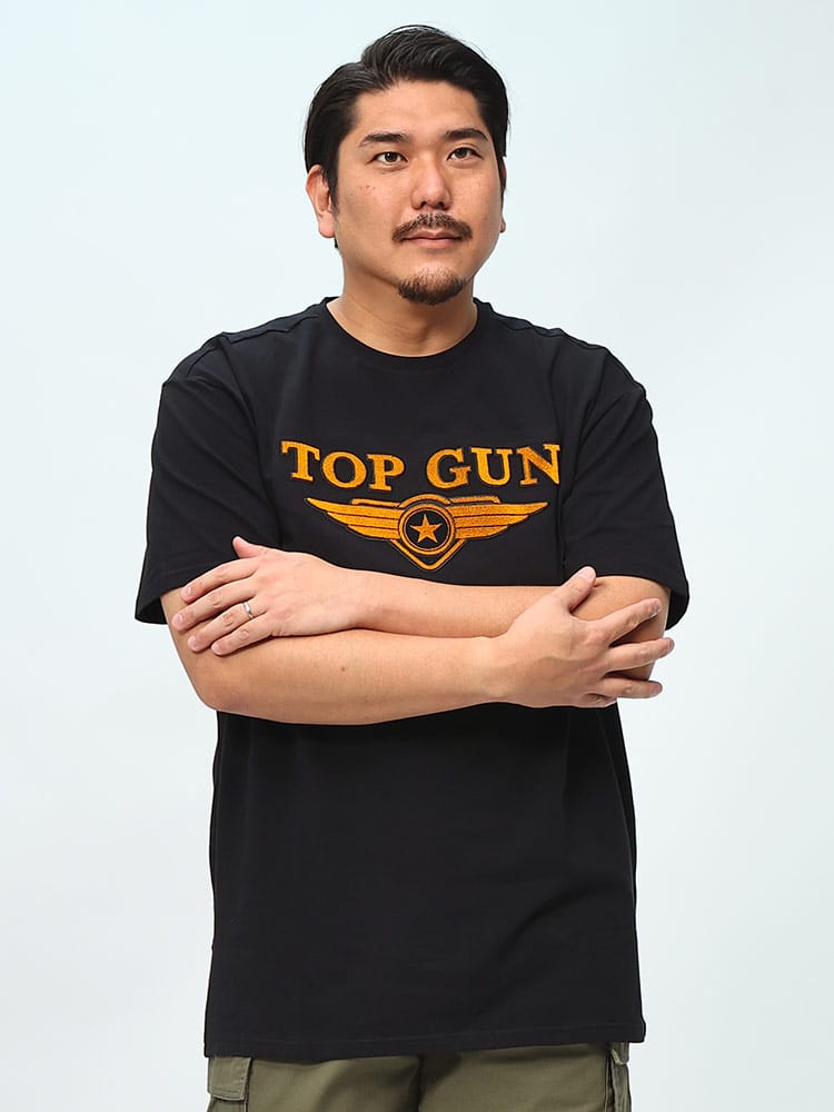 在庫処分 返品交換不可 在庫処分 返品交換不可 TOP GUN (トップガン) ストレッチ 3Dロゴ クルーネック 半袖 Tシャツ