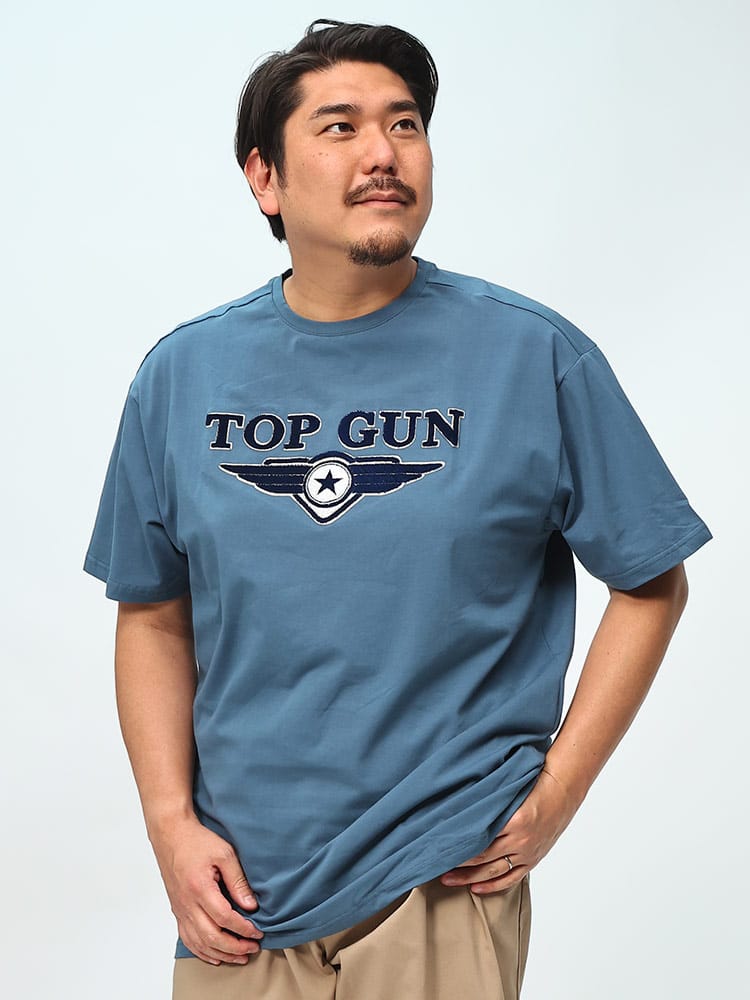 在庫処分 返品交換不可 在庫処分 返品交換不可 TOP GUN (トップガン) ストレッチ 3Dロゴ クルーネック 半袖 Tシャツ