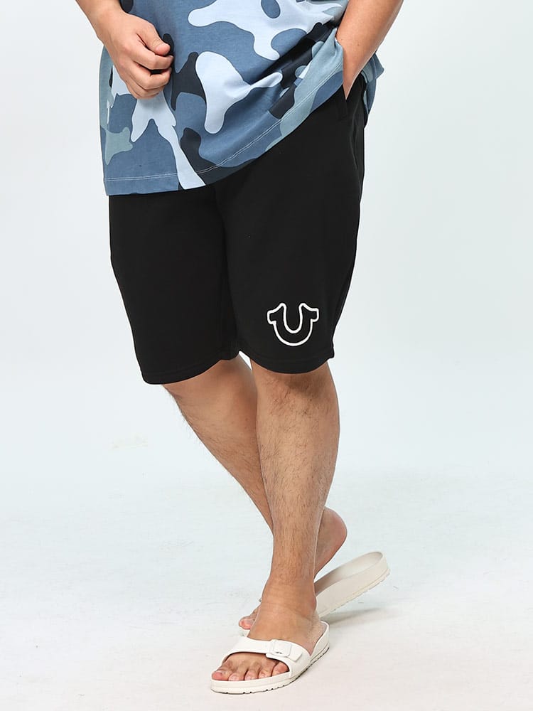 TRUE RELIGION (トゥルーレリジョン) 裏起毛 ワンポイントロゴ ウエストコード ショートパンツ