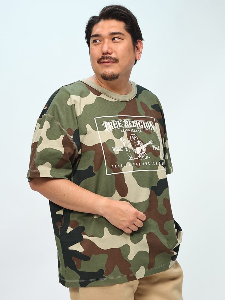 TRUE RELIGION (トゥルーレリジョン) カモフラ BOXロゴ ドロップショルダー 半袖 Tシャツ