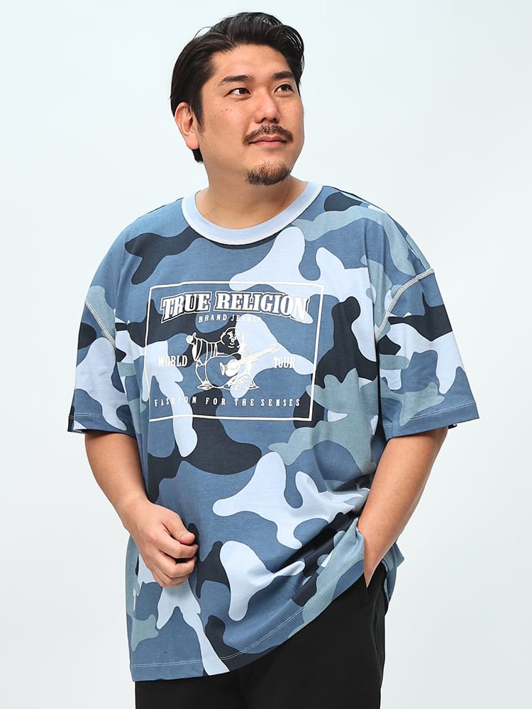 TRUE RELIGION (トゥルーレリジョン) カモフラ BOXロゴ ドロップショルダー 半袖 Tシャツ