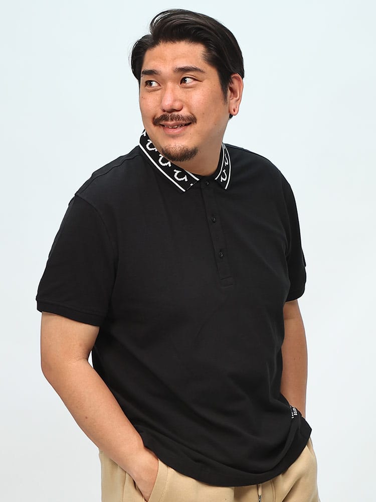 TRUE RELIGION (トゥルーレリジョン) コットン100％ 馬蹄衿ロゴ 半袖 ポロシャツ