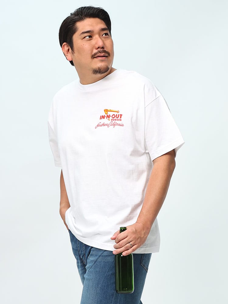 IN-N-OUT BURGER (インアンドアウトバーガー) USAコットン レトロバックプリント クルーネック 半袖 Tシャツ