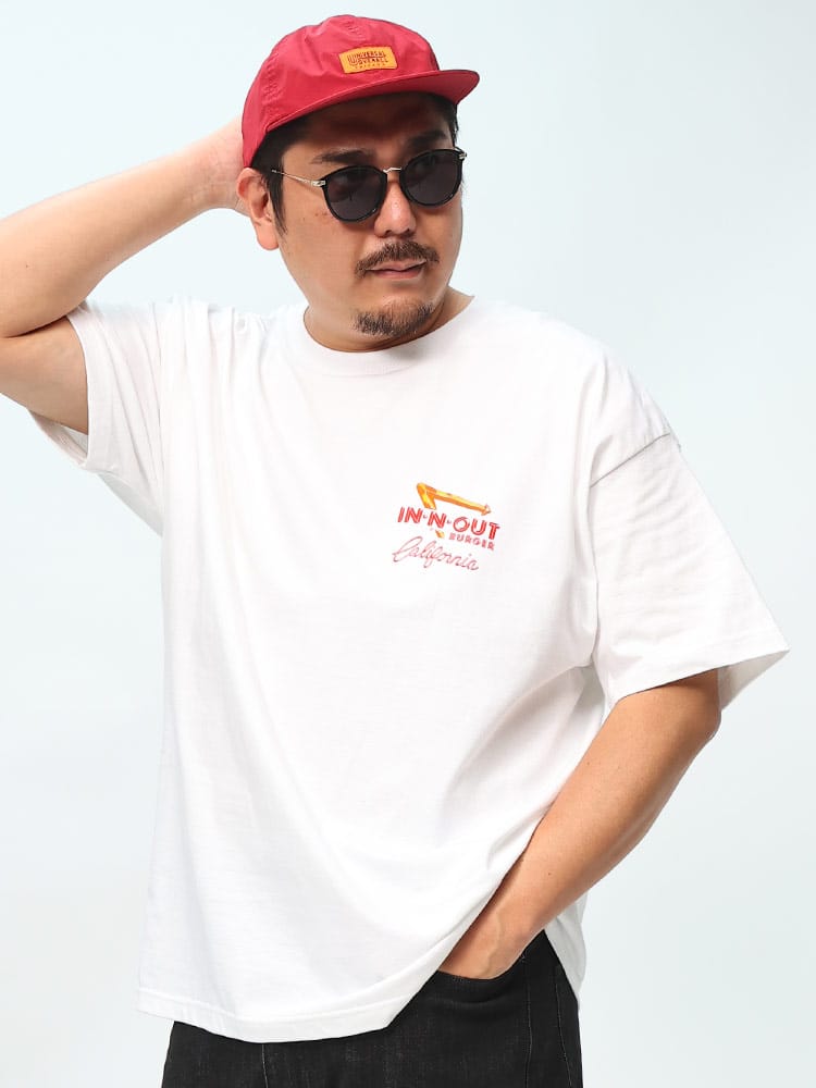 IN-N-OUT BURGER (インアンドアウトバーガー) USAコットン MOTORCYCLE バックプリント クルーネック 半袖 Tシャツ