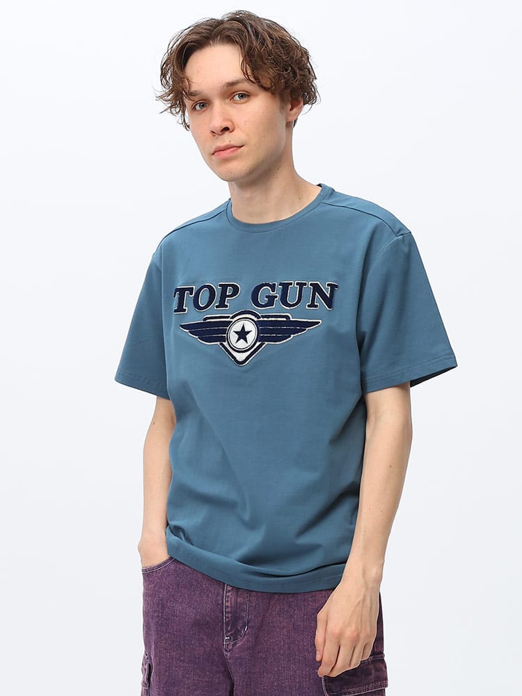 TOPGUN (トップガン) 3Dロゴ クルーネック 半袖 Tシャツ TMG2301 M L 