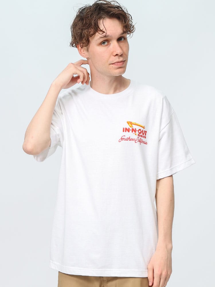 In-N-Out Burger (インアウトバーガー) 1990 ハンバーガーショップ バックプリント クルーネック 半袖 Tシャツ