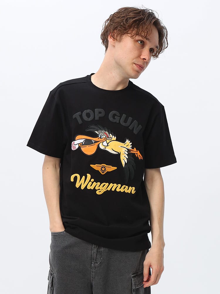 TOPGUN (トップガン) 発砲プリント ウイングマン クルーネック 半袖 Tシャツ TGM2308