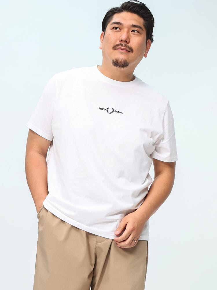 半袖 Tシャツ コットン100％ センターロゴ刺繍 クルーネック トップス 