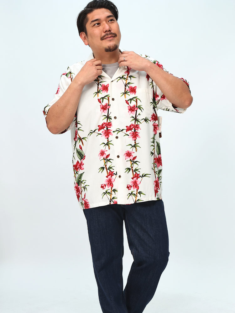 アロハシャツ MADE IN HAWAII レーヨン100％ プルメリア柄 オープンカラー トップス 大きいサイズ メン |  大きいサイズの服【サカゼン公式通販】