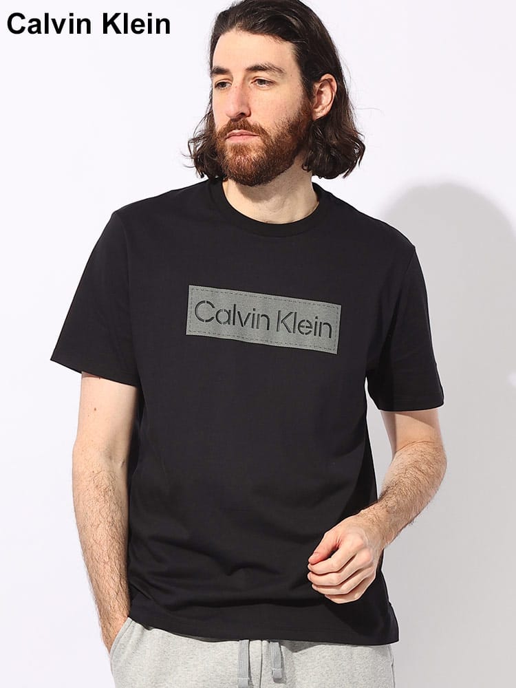 Calvin Klein (カルバンクライン) BOXロゴ クルーネック 半袖 Tシャツ