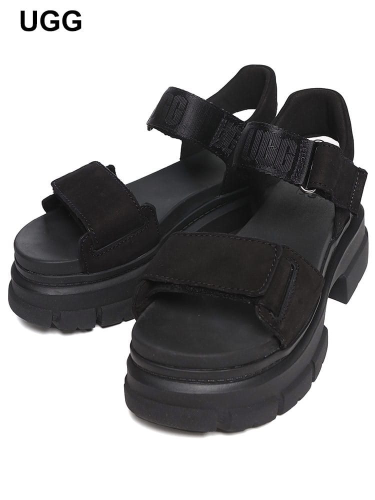 UGG (アグ) レザー ロゴ入りウェビングアッパー ストラップサンダル Ashton Ankle