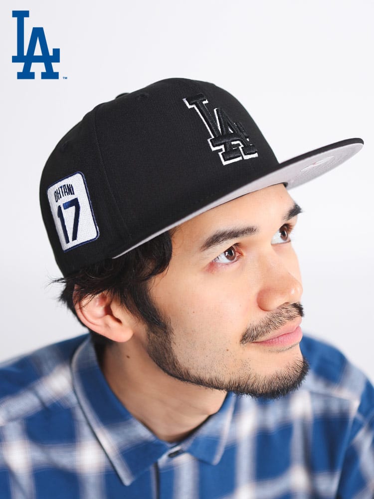 NEW ERA (ニューエラ) NEW ERA×MLB チームロゴ刺繍 大谷翔平背番号パッチ ベースボールキャップ 5950 LOSDOD BLK OUTLINE OHTANI 17 60585209D12