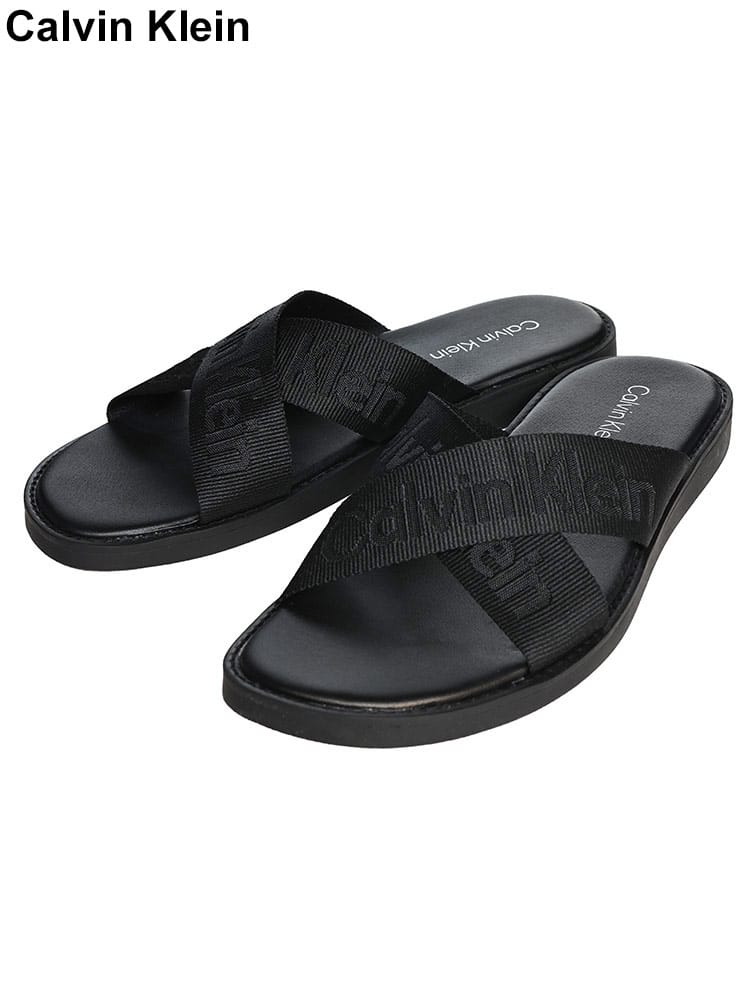 Calvin Klein (カルバンクライン) オープントゥ クロスストラップ フラットサンダル CKCMEVANO メンズ