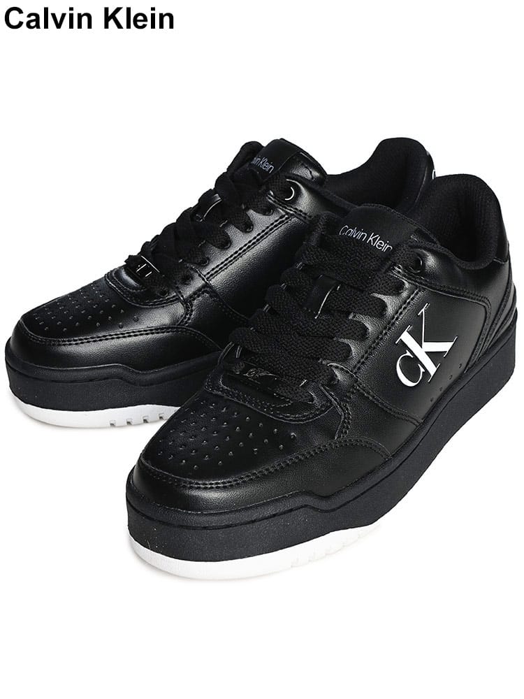 Calvin Klein (カルバンクライン) フェイクレザー ロゴ レースアップ ローカットスニーカー CKCMACRE メンズ
