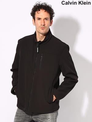 Calvin Klein (カルバンクライン) 襟裏ロゴ 裏フリース ソフトシェル スタンドブルゾン CKCM903910 メンズ