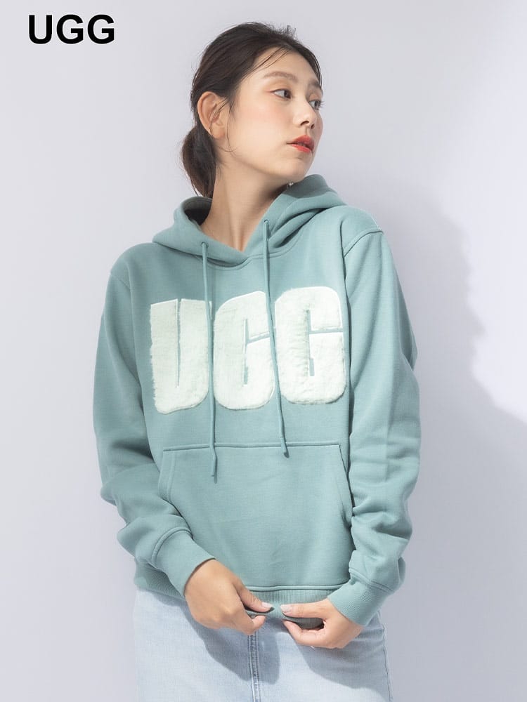 UGG (アグ) レイ ファジー ロゴ フーディ プルオーバー パーカー UGGL1121385 レディース