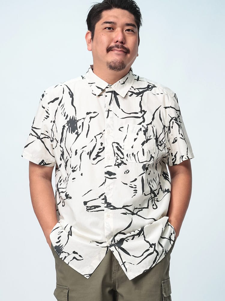 半袖 シャツ 総柄  BAYTRAIL PATTERN SHIRT トップス 柄シャツ ポケット プリント 大きいサイズ メンズ