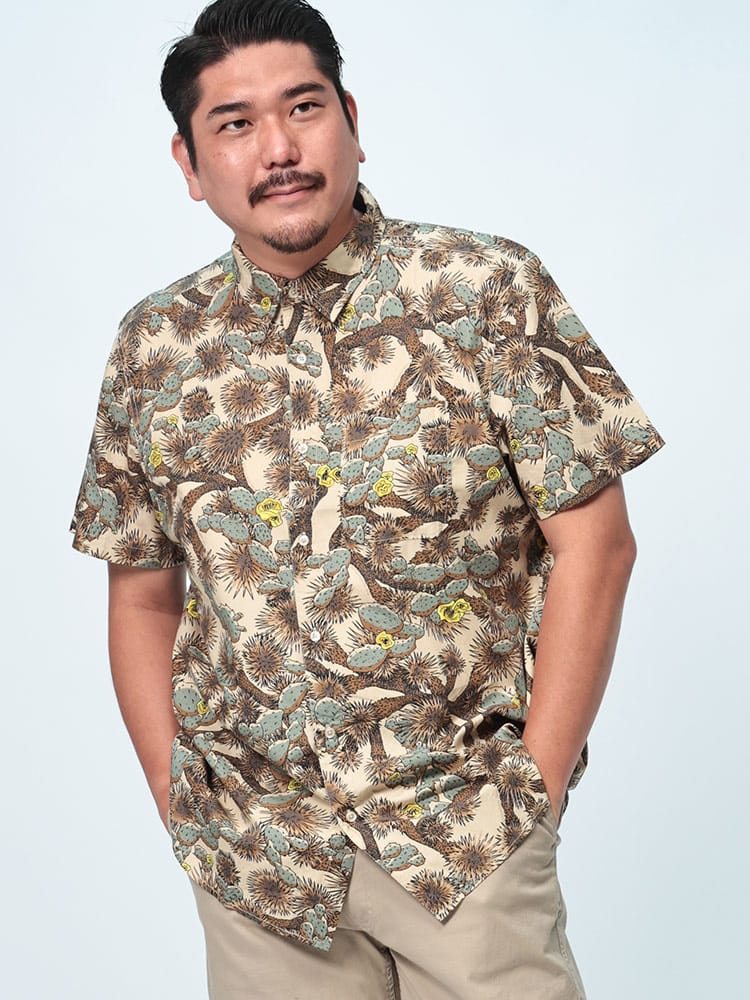 半袖 シャツ 総柄  BAYTRAIL PATTERN SHIRT トップス 柄シャツ ポケット プリント 大きいサイズ メンズ