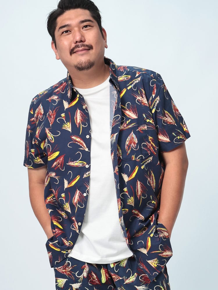 半袖 シャツ 総柄  BAYTRAIL PATTERN SHIRT トップス 柄シャツ ポケット プリント 大きいサイズ メンズ