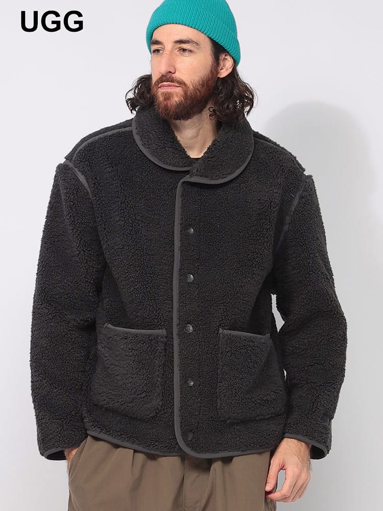 UGG (アグ) 裏フリース パッチポケット ボアカーディガン Eias UGGfluff Cardigan UGG1158631 メンズ