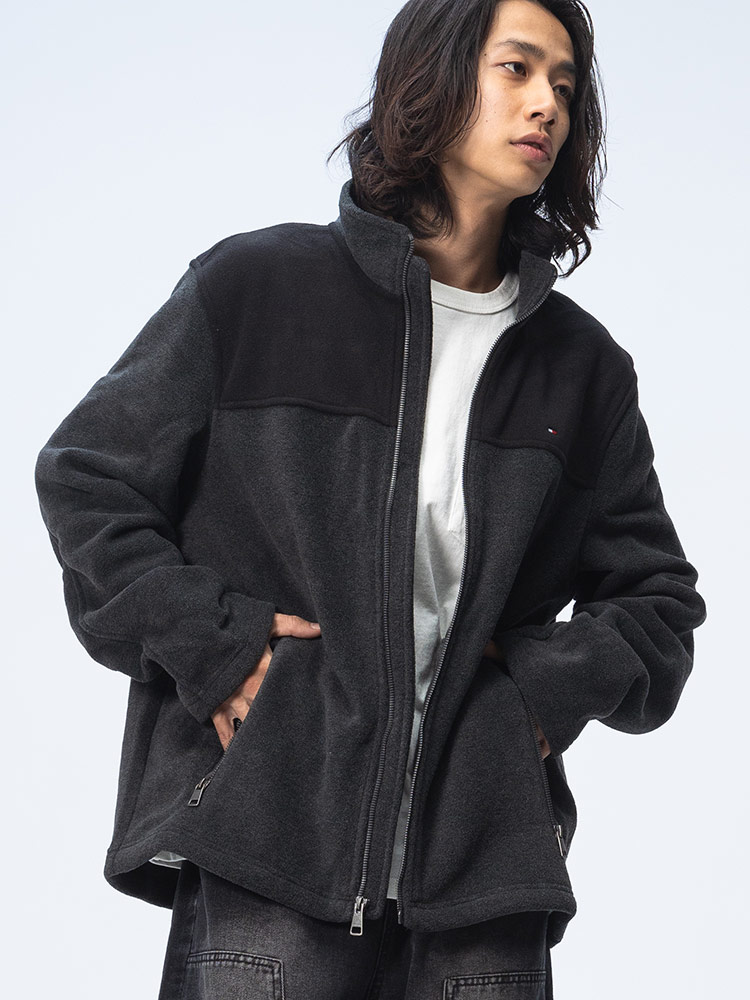 TOMMY HILFIGER (トミーヒルフィガー) スタンド フリース ジャケット MIXED MEDIA FLEECE STAND COLLAR JKT 156AF185