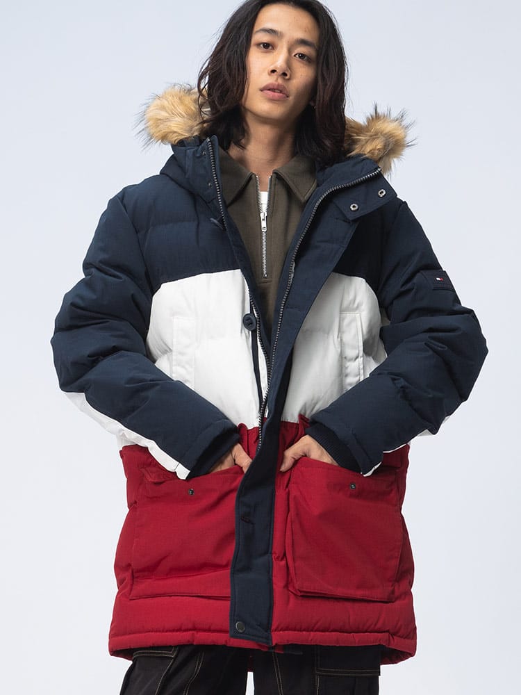 TOMMY HILFIGER (トミーヒルフィガー) フェイクファー フルジップ 中綿 