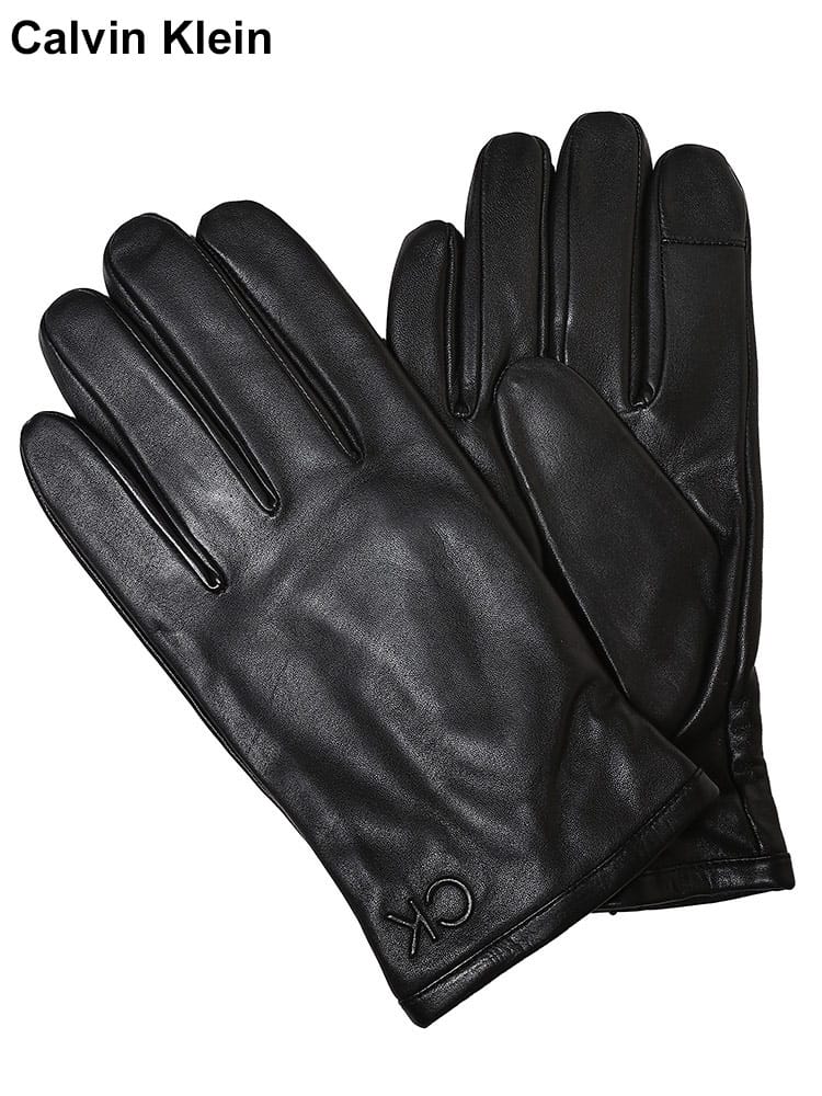 Calvin Klein (カルバンクライン) レザー 裏フリース グローブ CK200434 メンズ