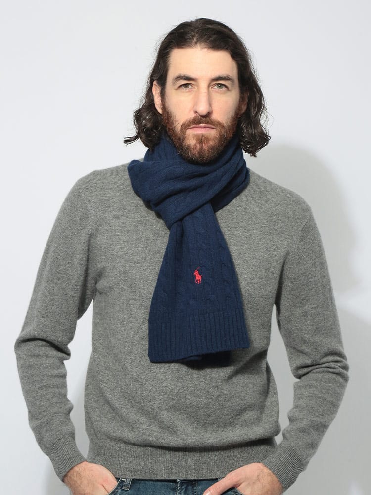 POLO RALPH LAUREN (ポロラルフローレン) ワンポイント刺繍 ニット マフラー RLPC0731F4 メンズ