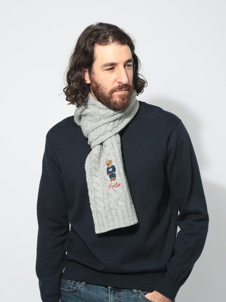 POLO RALPH LAUREN (ポロラルフローレン) ベア刺繍 ニット マフラー RLPC1036F4 メンズ
