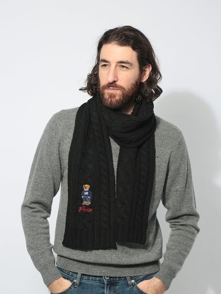 POLO RALPH LAUREN (ポロラルフローレン) ベア刺繍 ニット マフラー RLPC1036F4 メンズ