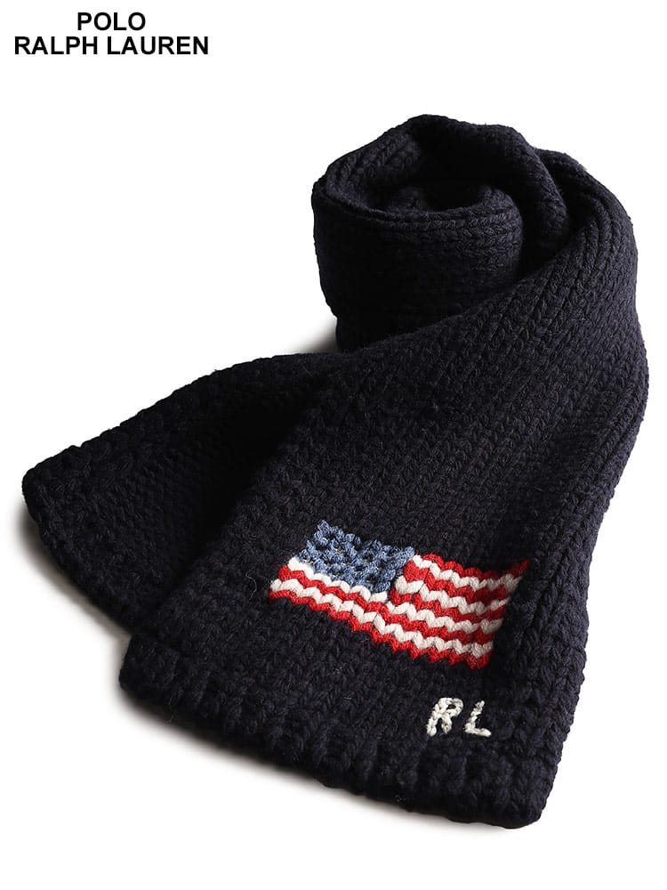 POLO RALPH LAUREN (ポロラルフローレン) ウール 国旗 マフラー RLPC1358F4 メンズ