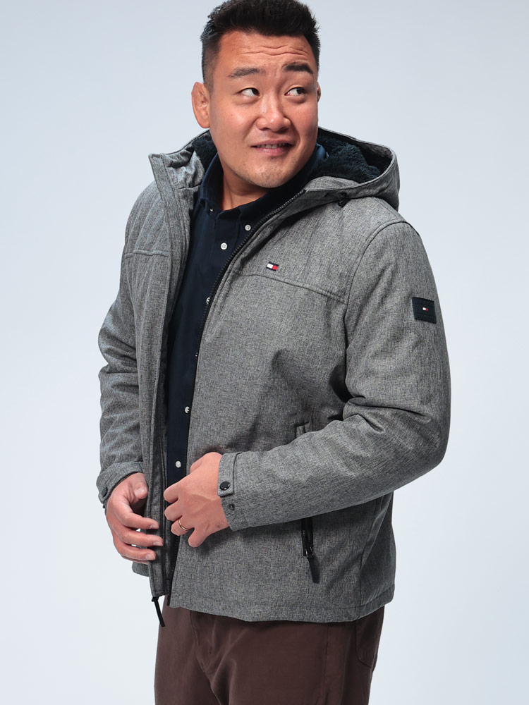 裏ボア ジャケット フルジップ  SOFTSHELL HOODY WITH SOFT SHERPA LINI アウター ブルゾン フード 中綿 秋冬 大きいサイズ メンズ