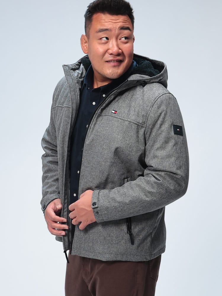 【WEB先行値下げ】裏ボア ジャケット フルジップ SOFTSHELL HOODY WITH SOFT SHERPA LINI アウター ブルゾン フード 中綿 秋冬 大きいサイズ メンズ
