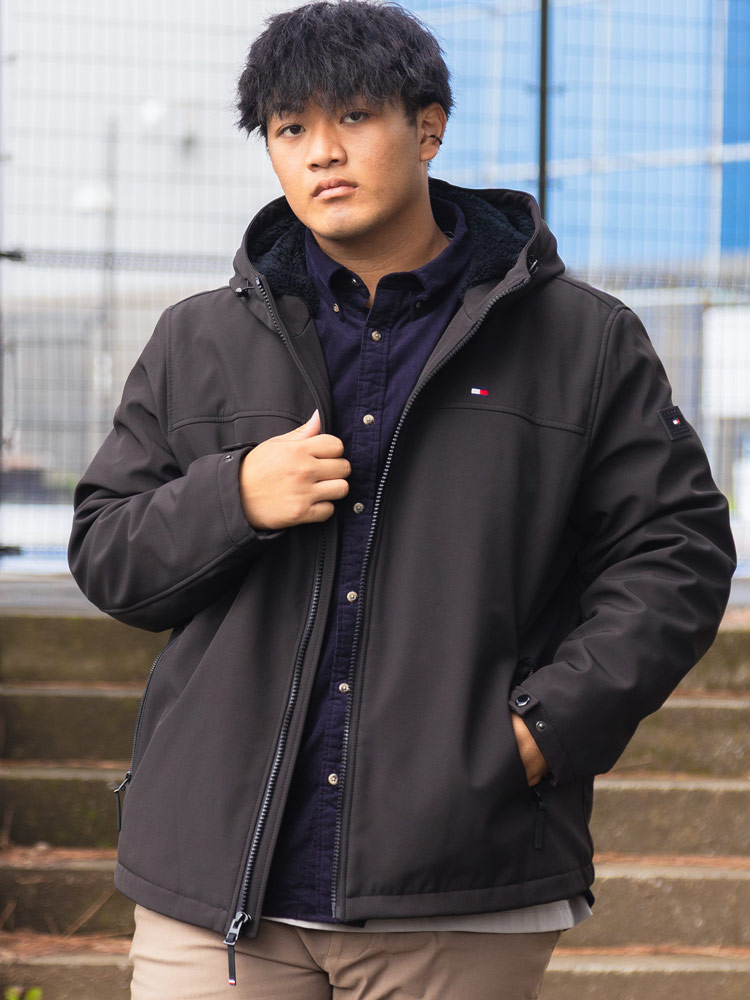 裏ボア ジャケット フルジップ  SOFTSHELL HOODY WITH SOFT SHERPA LINI アウター ブルゾン フード 中綿 秋冬 大きいサイズ メンズ