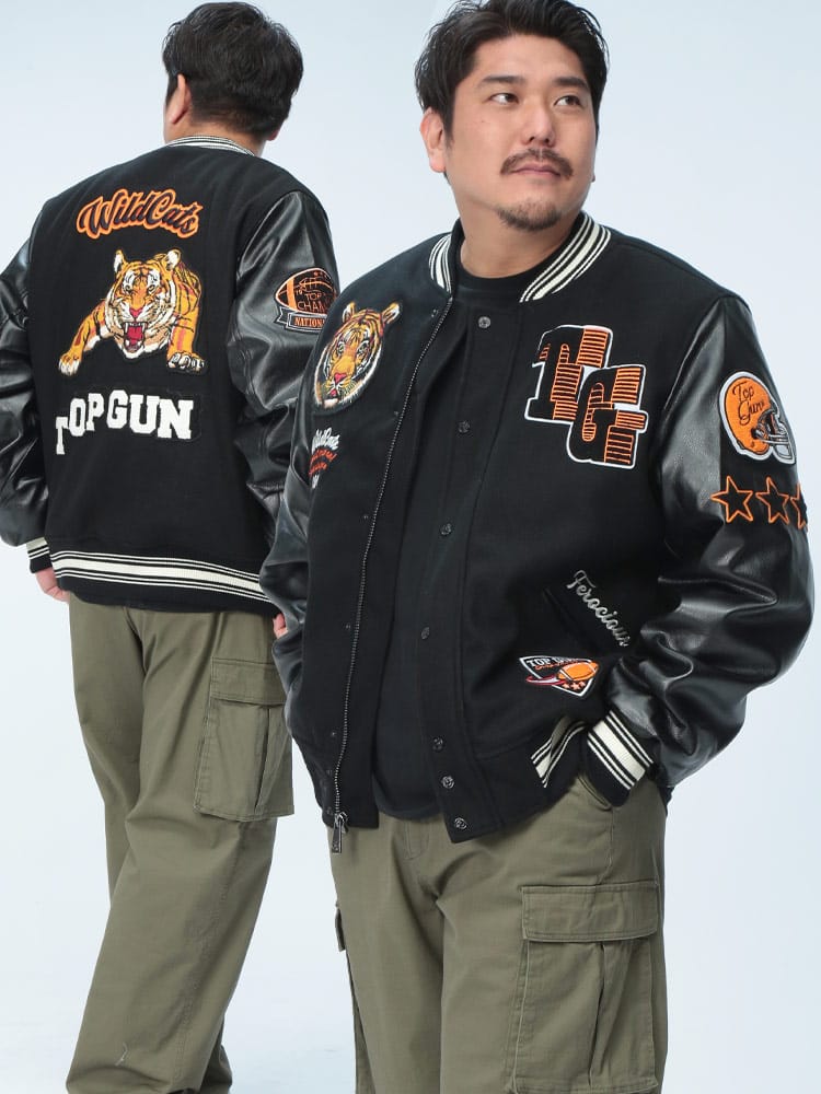 ボンバージャケット ワイルドキャッツ バーシティ アウター ブルゾン スタジャン 中綿 秋冬 大きいサイズ メンズ