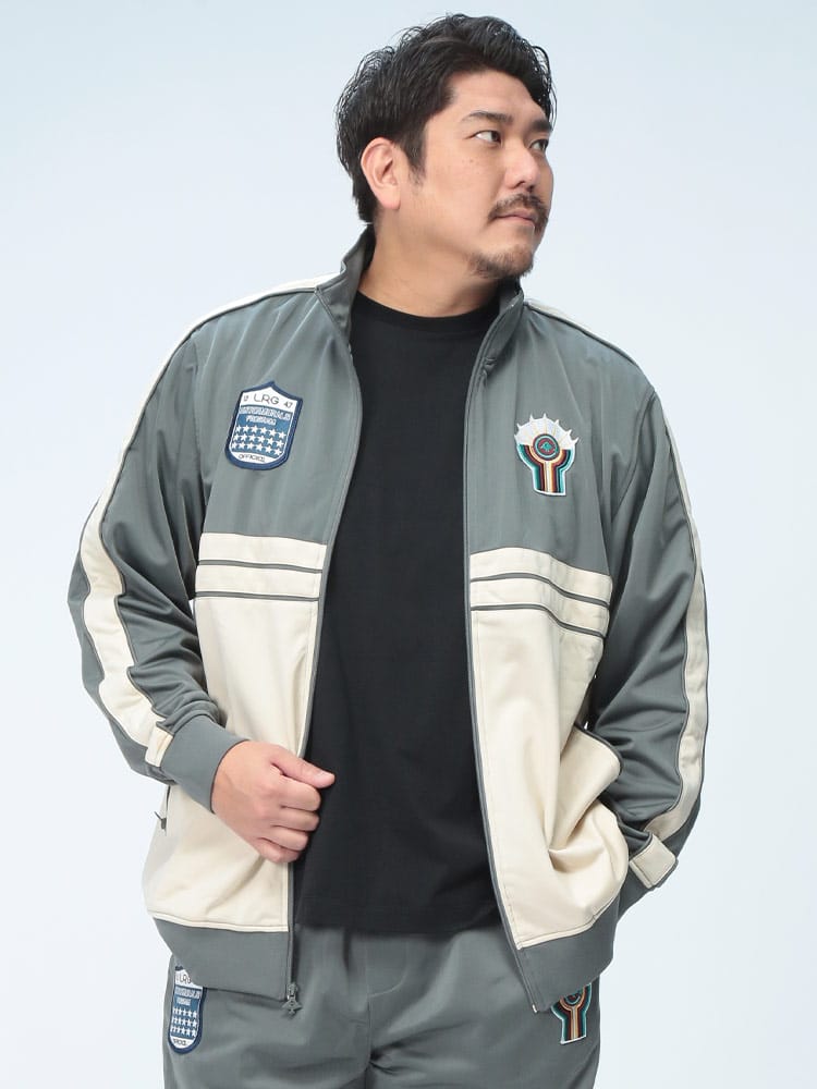 トラックジャケット 裏フリース 刺繍パッチ  FINISH FAST TRACK JACKET  ブルゾン ライトアウター 羽織 秋冬 大きいサイズ メンズ