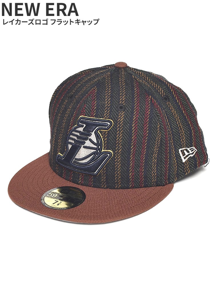 フラットキャップ ウール混 ヘリンボーン レイカーズロゴ  7 7/8サイズ 帽子 ベースボールキャップ 秋冬 小物 大きいサイズ メンズ