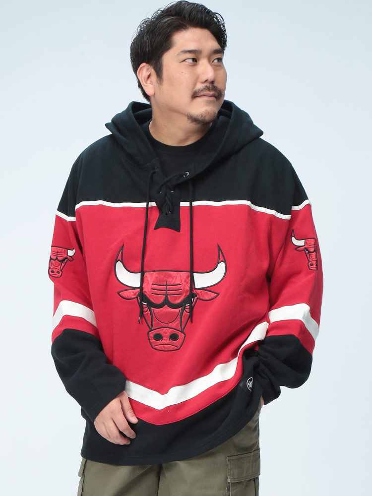 プルオーバー パーカー 裏起毛 NBA CHICAGO BULLS ロゴ トップス フード 起毛 秋冬 大きいサイズ メンズ